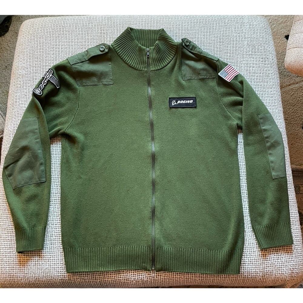 Red Canoe Boeing Flight Cardigan - Olive X-Large